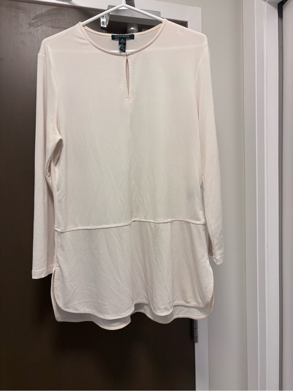 Lauren Ralph Lauren Cream Long-Sleeve Keyhole Tunic